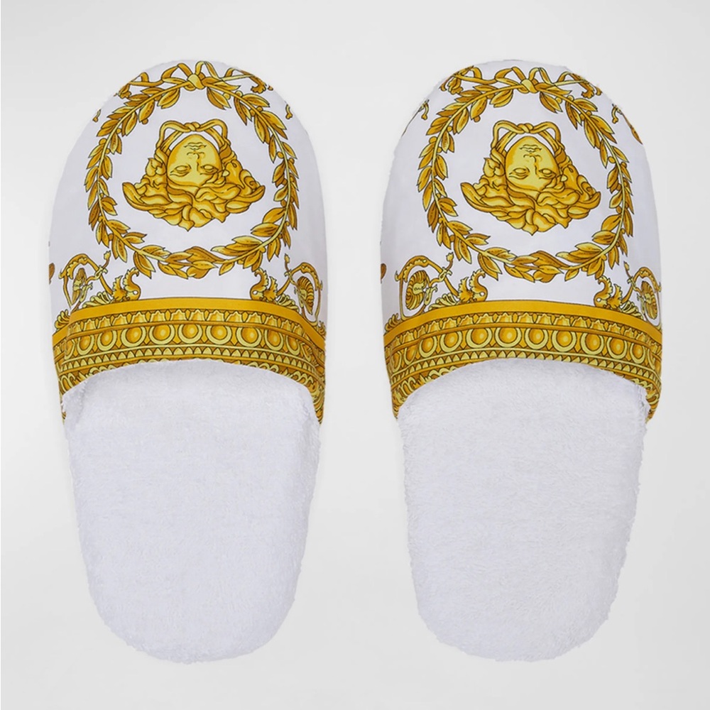 New Versace Barocco-Print Mule Slippers Large